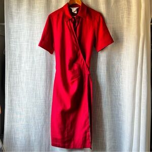 MaxMara - 100% Linen Shirt Dress Red - 12 EUC